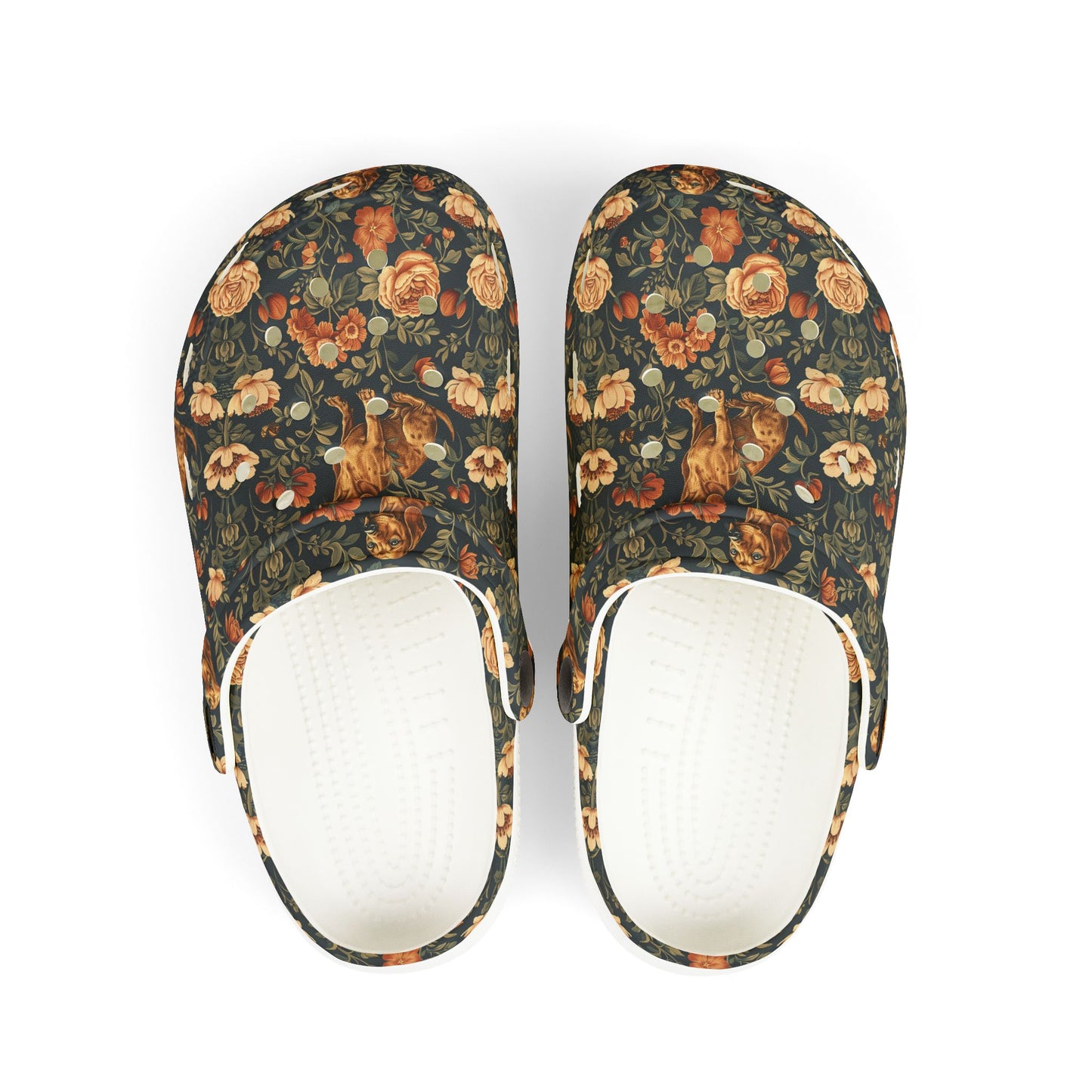 Dazzling Dachsund Blossoms & Foliage Kid's Foam Clogs