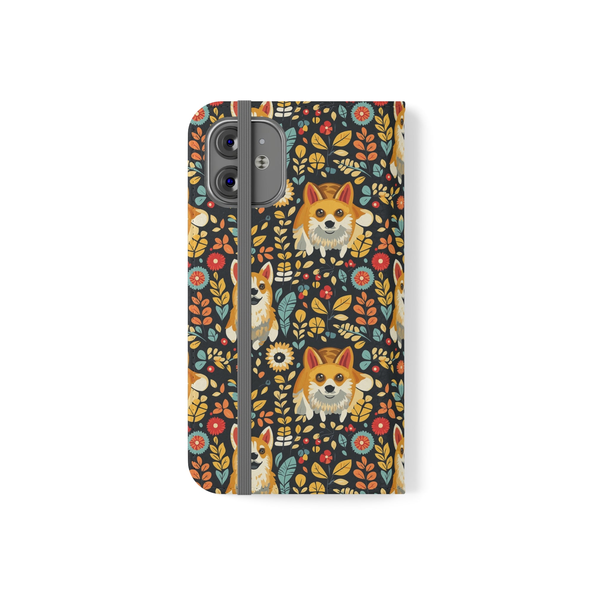 Corgi Rainbow Vine Dream Flip Cases