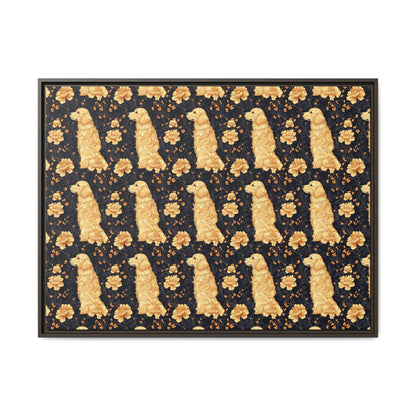 Golden Paws Floral Frenchie Matte Canvas, Framed