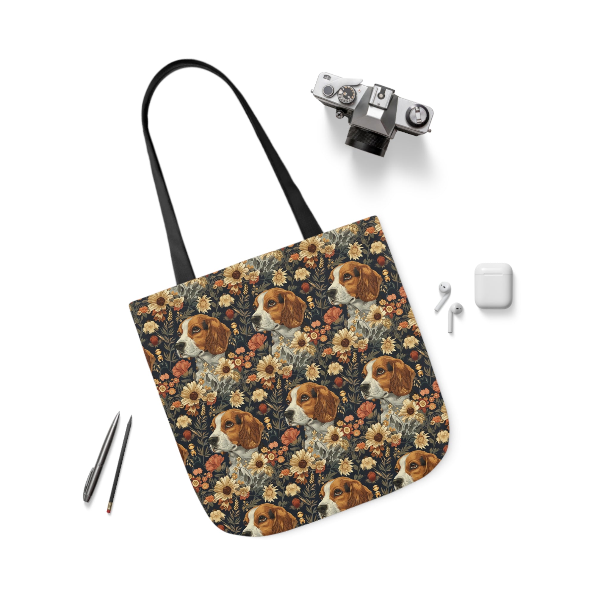 Beagle Blossoms Canvas Tote Bag