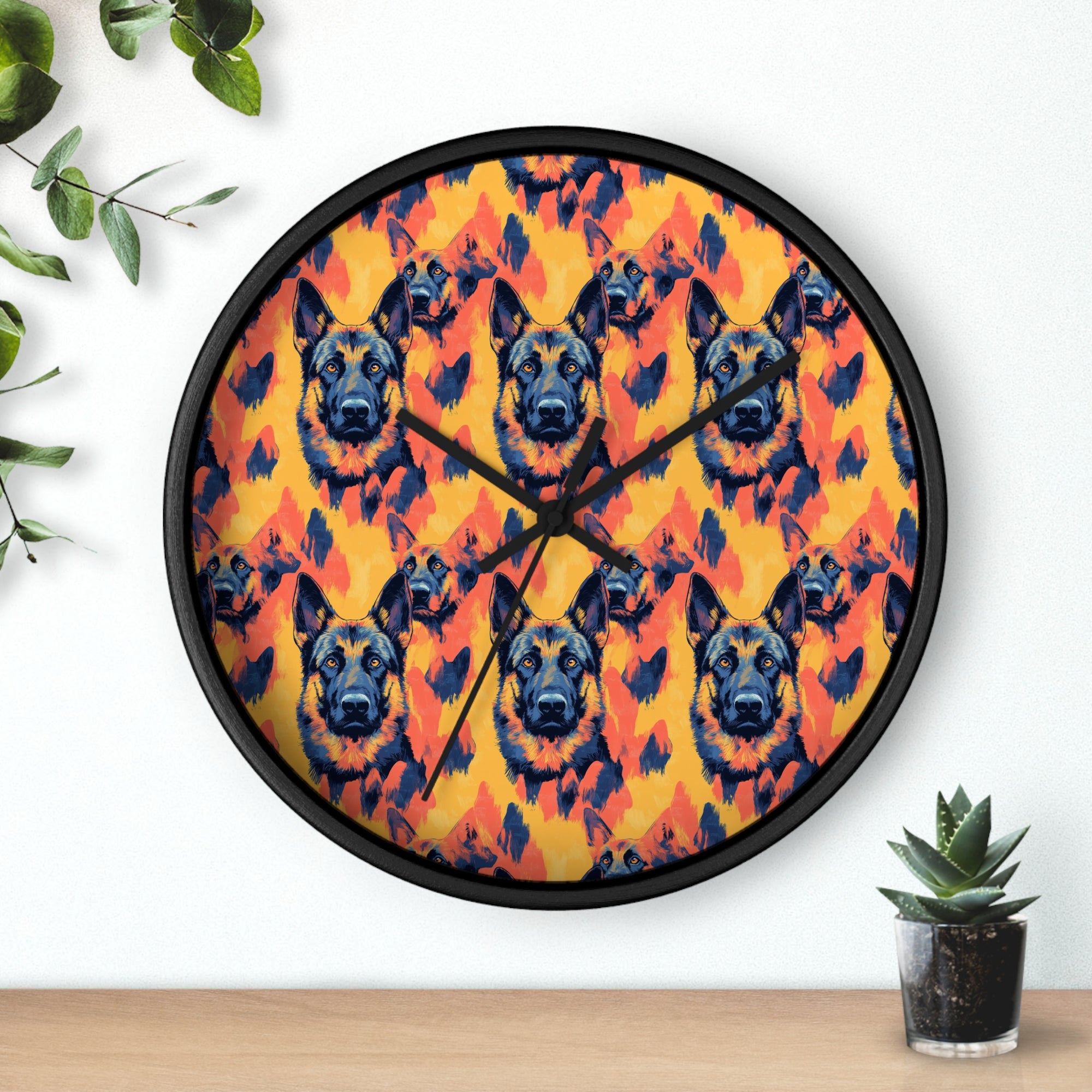 Impressionistic German Shepherds Wall Clock