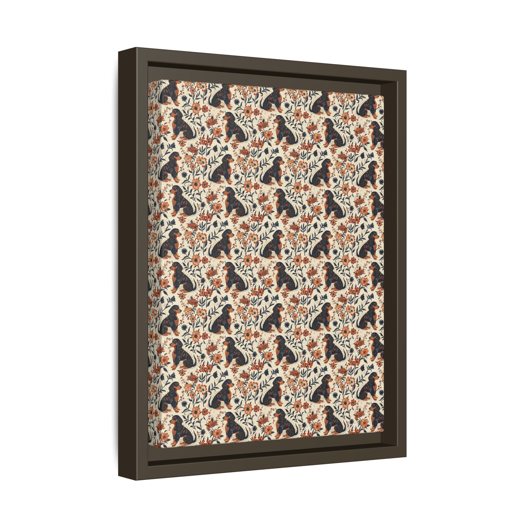 Blossoming Dachshunds Delight Matte Canvas, Framed