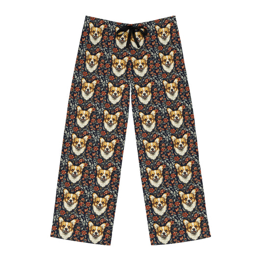 Floofy Corgi Blossom Blast Men's Pajama Pants