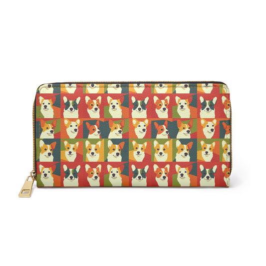 Corgi Chic Popart Pup Zipper Wallet