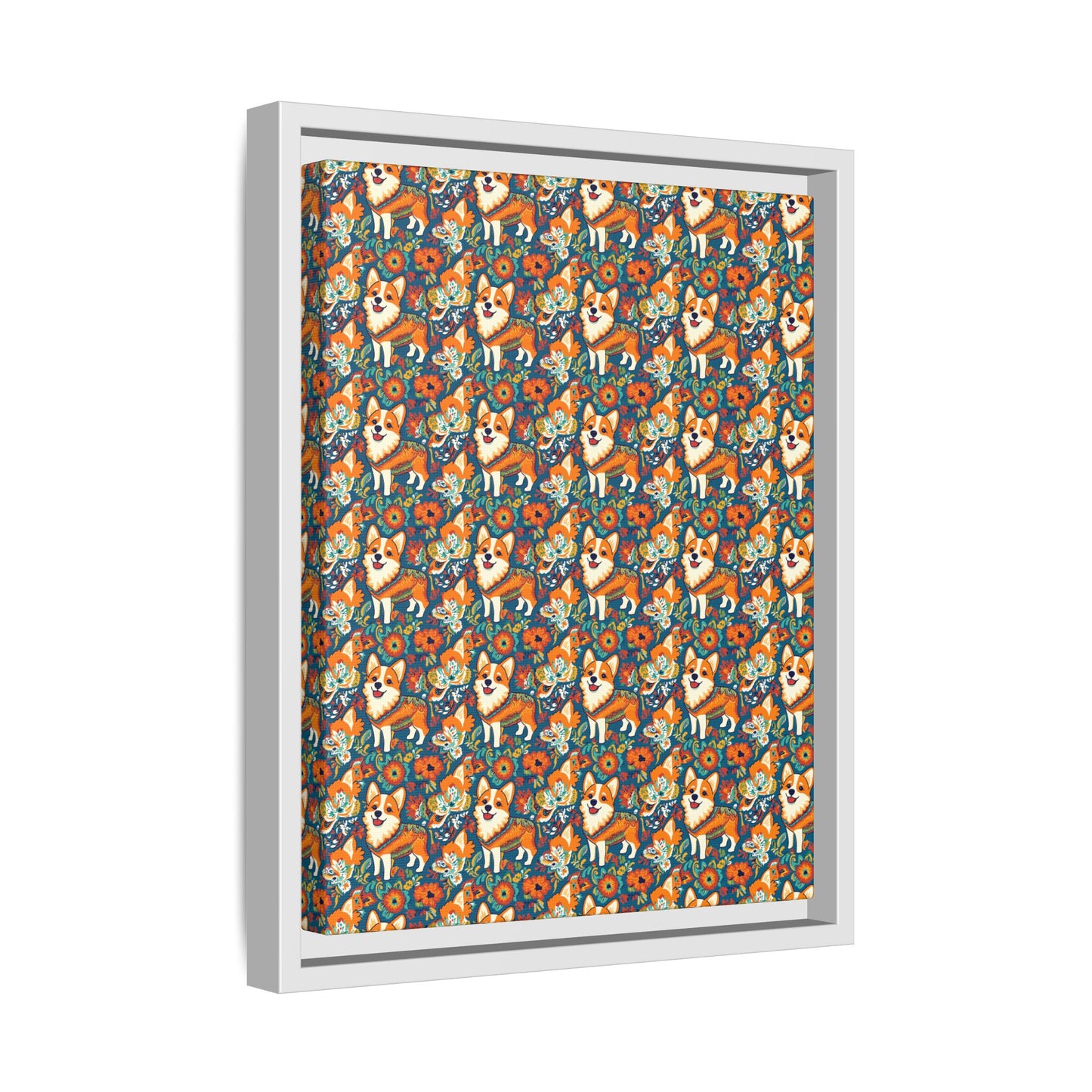 Corgi Carnival Couture Matte Canvas, Framed