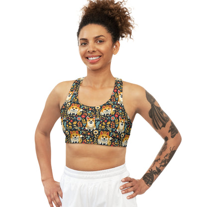 Corgi Rainbow Vine Dream Seamless Sports Bra