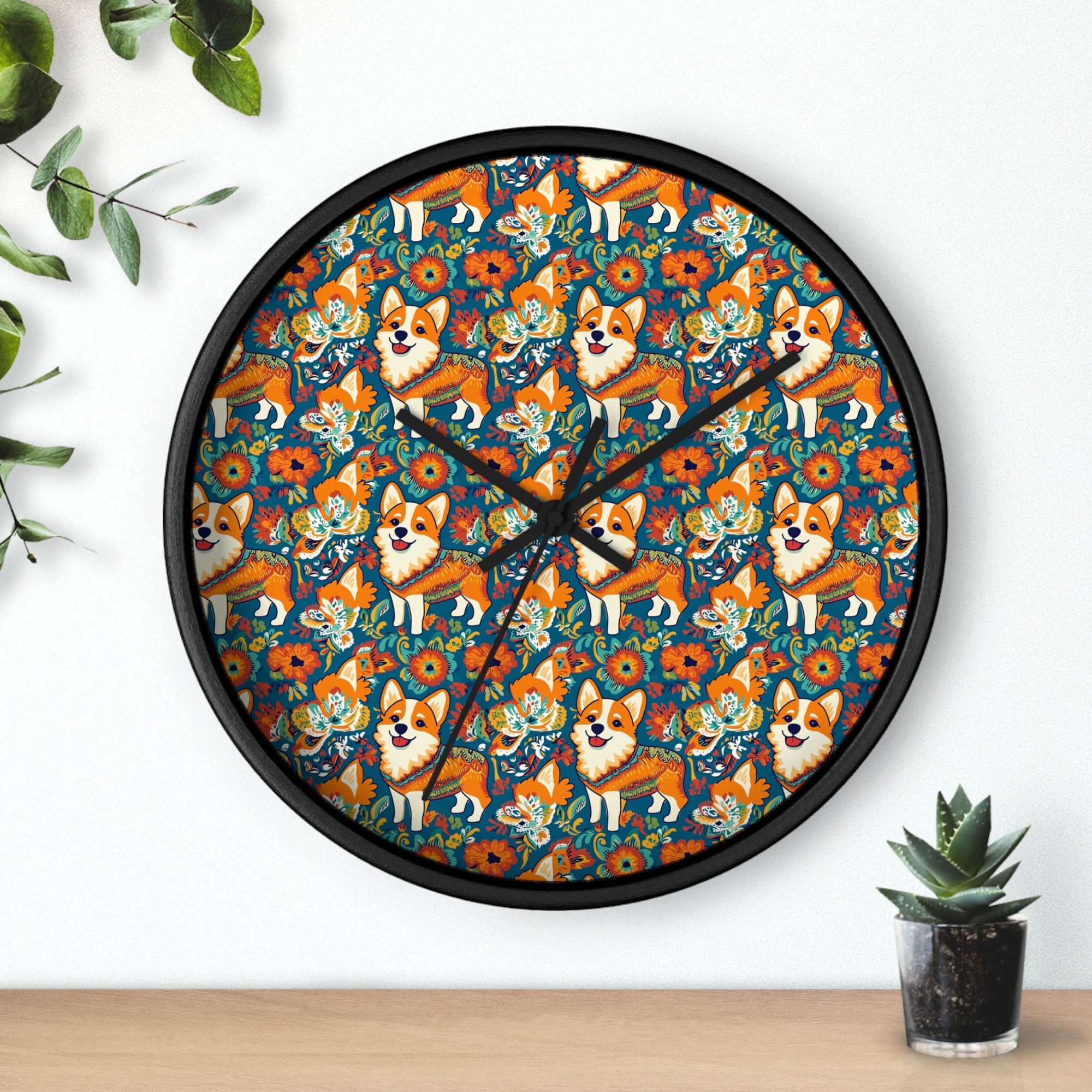 Corgi Carnival Couture Wall Clock