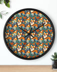 Corgi Carnival Couture Wall Clock