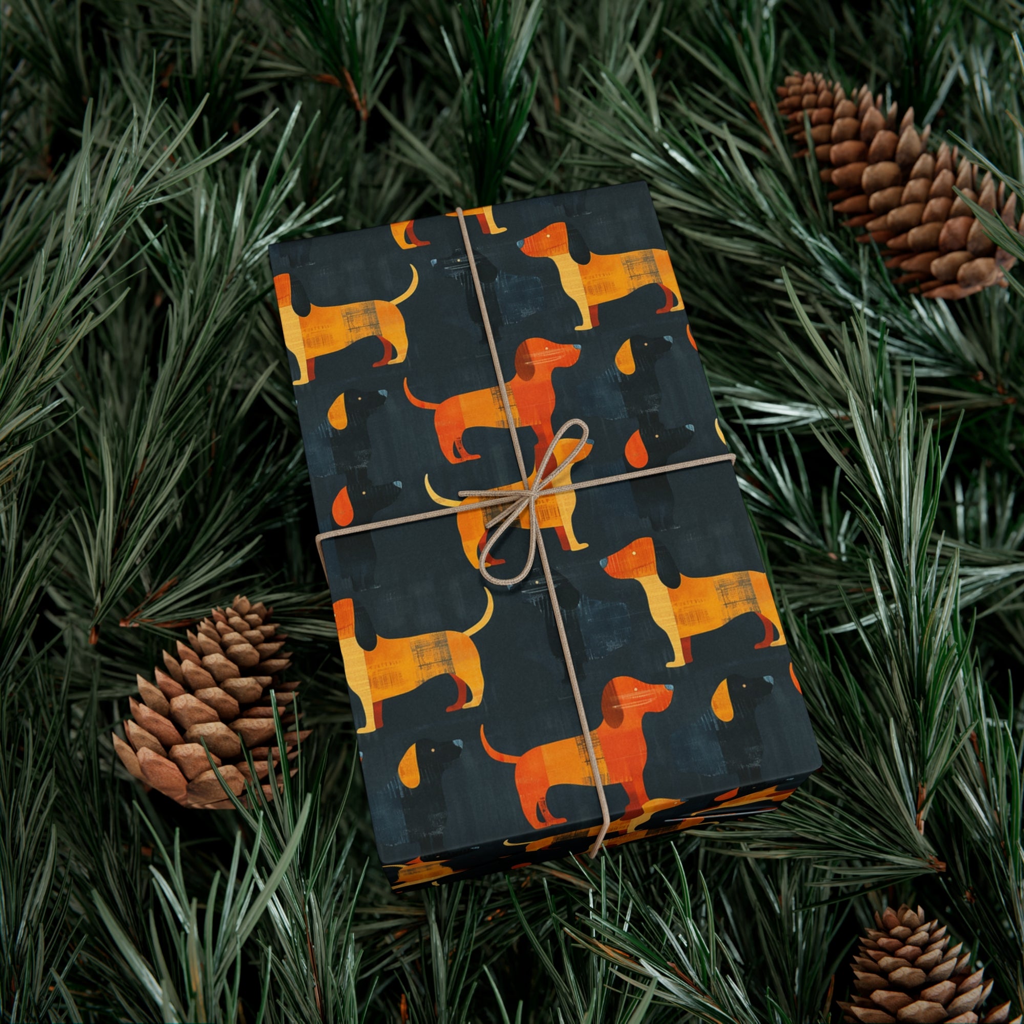 Dapper Dachshund Noir Glow Gift Wrap Papers