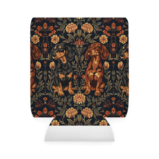 Dapper Dachshund Embroidery Elegance Can Cooler Sleeve