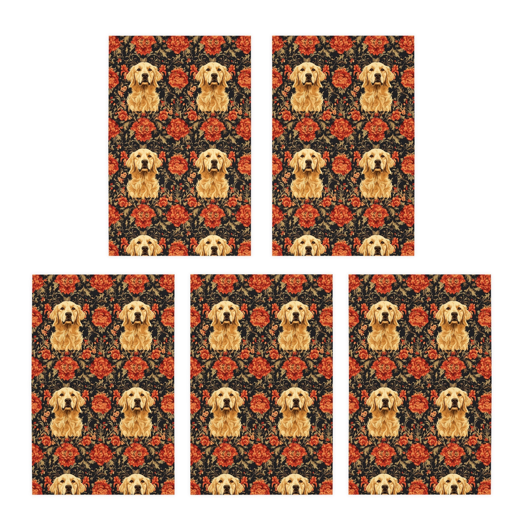 Golden Pawsatronic Tapestry Greeting Cards (5-Pack)