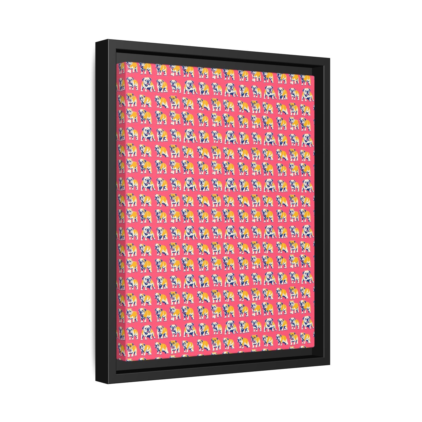 Bubblegum Glamour Bulldog Bouquet Matte Canvas, Framed