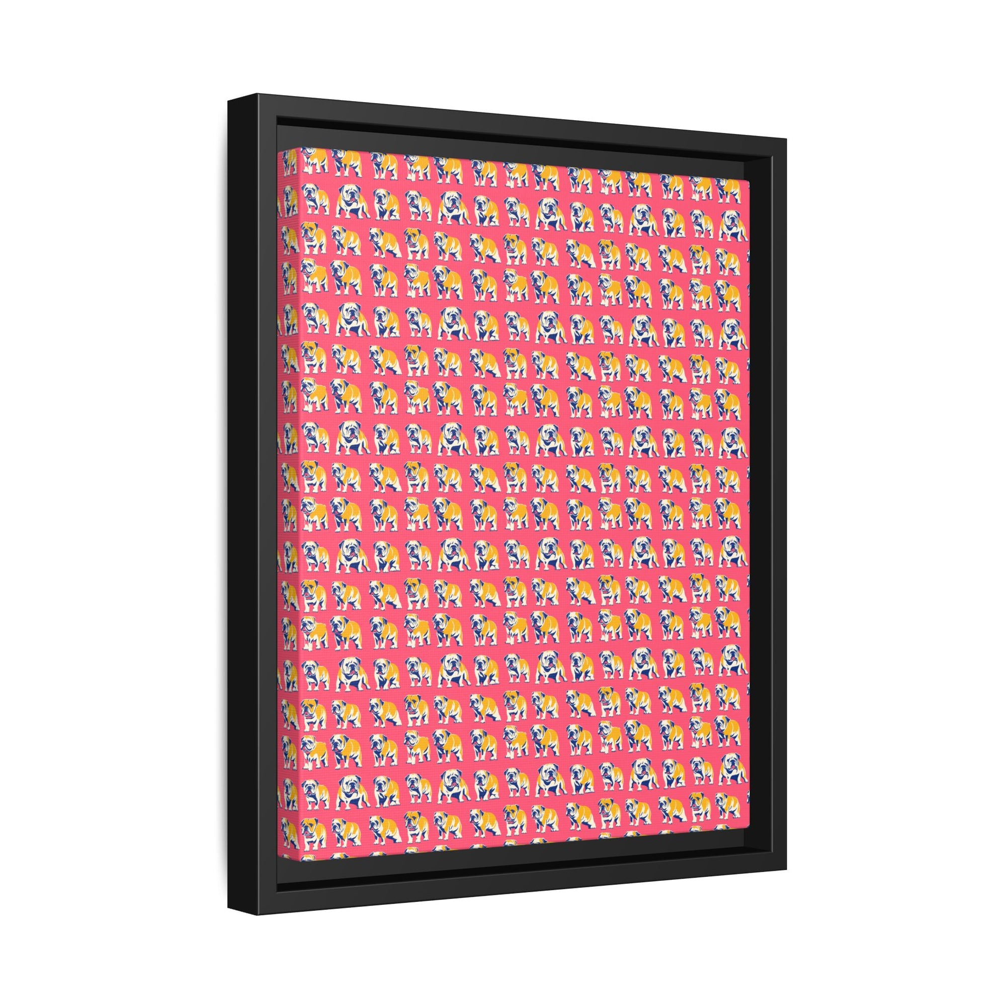 Bubblegum Glamour Bulldog Bouquet Matte Canvas, Framed