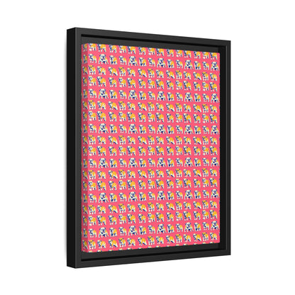 Bubblegum Glamour Bulldog Bouquet Matte Canvas, Framed