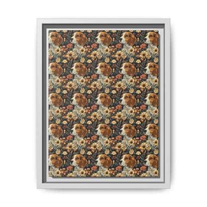 Beagle Blossoms Matte Canvas, Framed