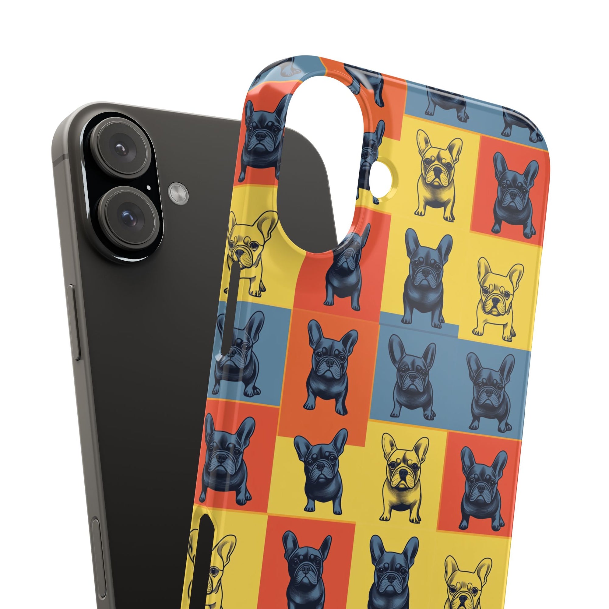 Frenchie Pop Art Pawfection Grid Slim Phone Cases