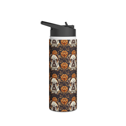 Bloomingly Bulldogistic Bouquet Stainless Steel Water Bottle