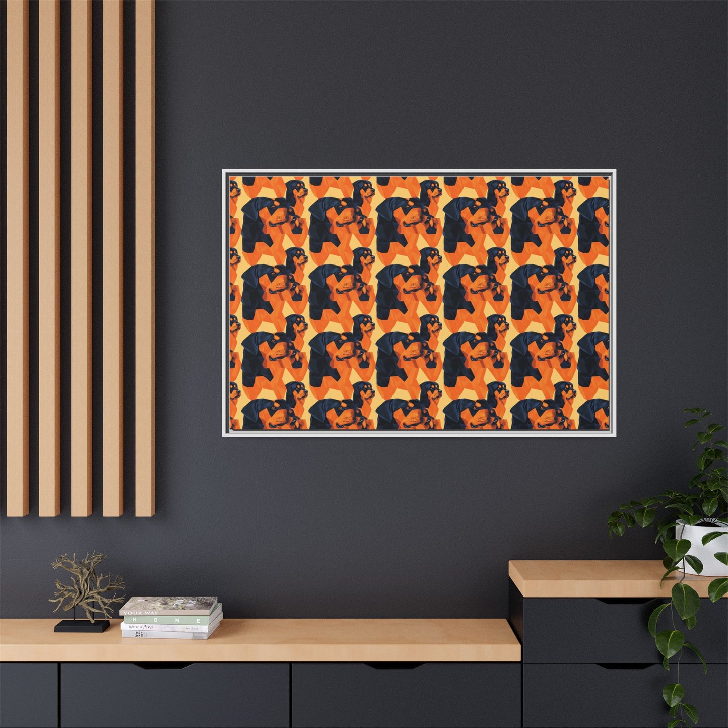 Rottweiler Chic Pawsitivity Matte Canvas, Framed