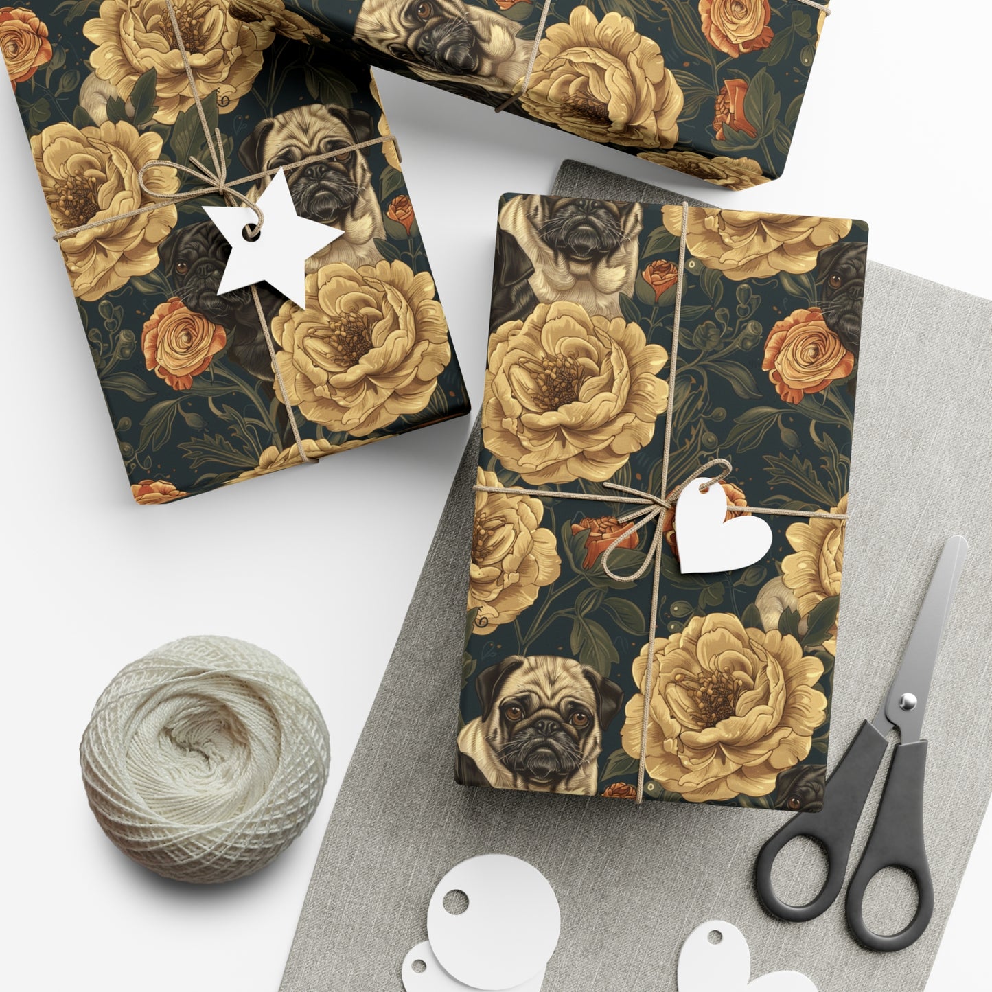 Pugs in Bloom Wrapping Paper