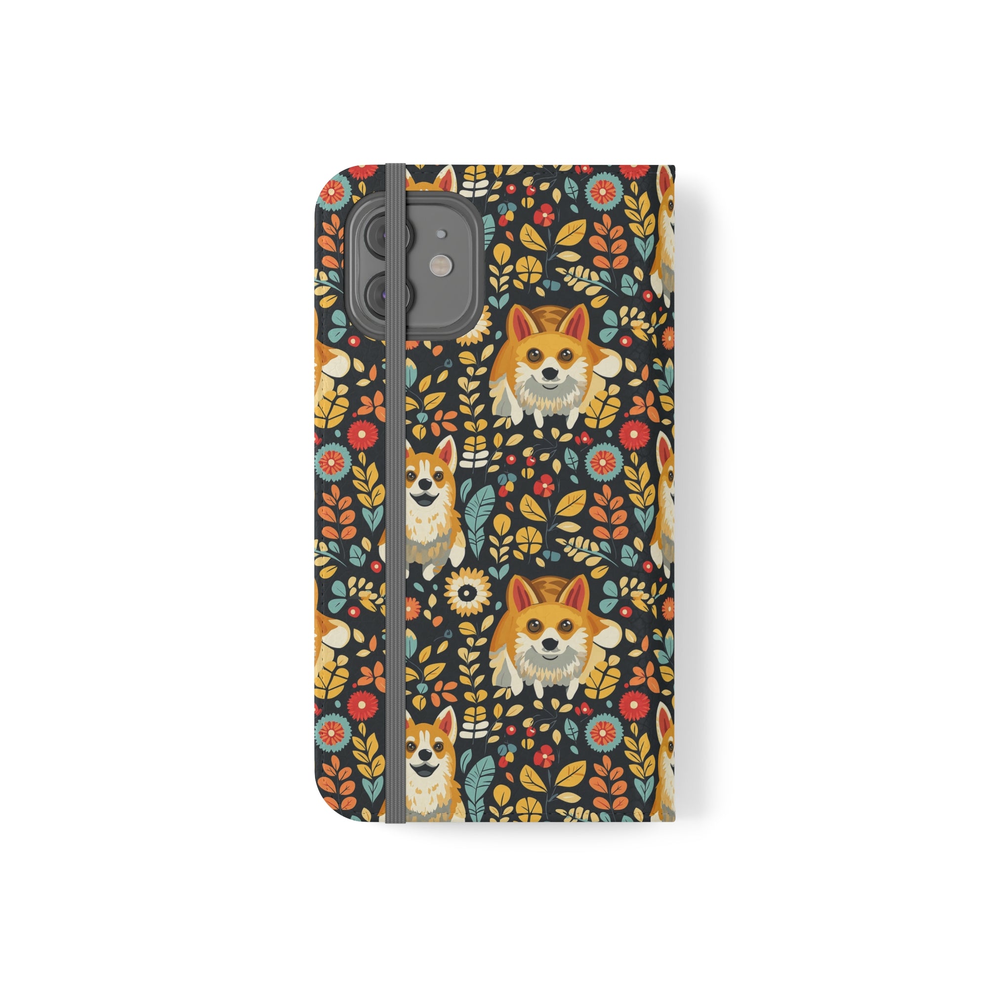 Corgi Rainbow Vine Dream Flip Cases