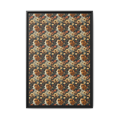 Beagle Blossoms Matte Canvas, Framed