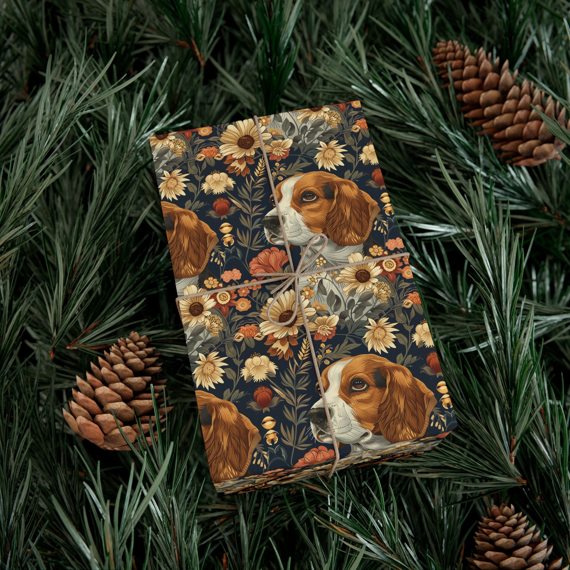 Beagle Blossoms Gift Wrap Papers