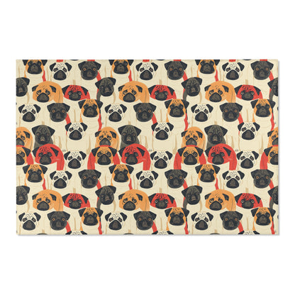 Whimsical Pug Geometry - Playful Pug Pattern Area Rug