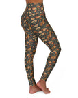 Dazzling Dachsund Blossoms & Foliage High Waisted Yoga Leggings