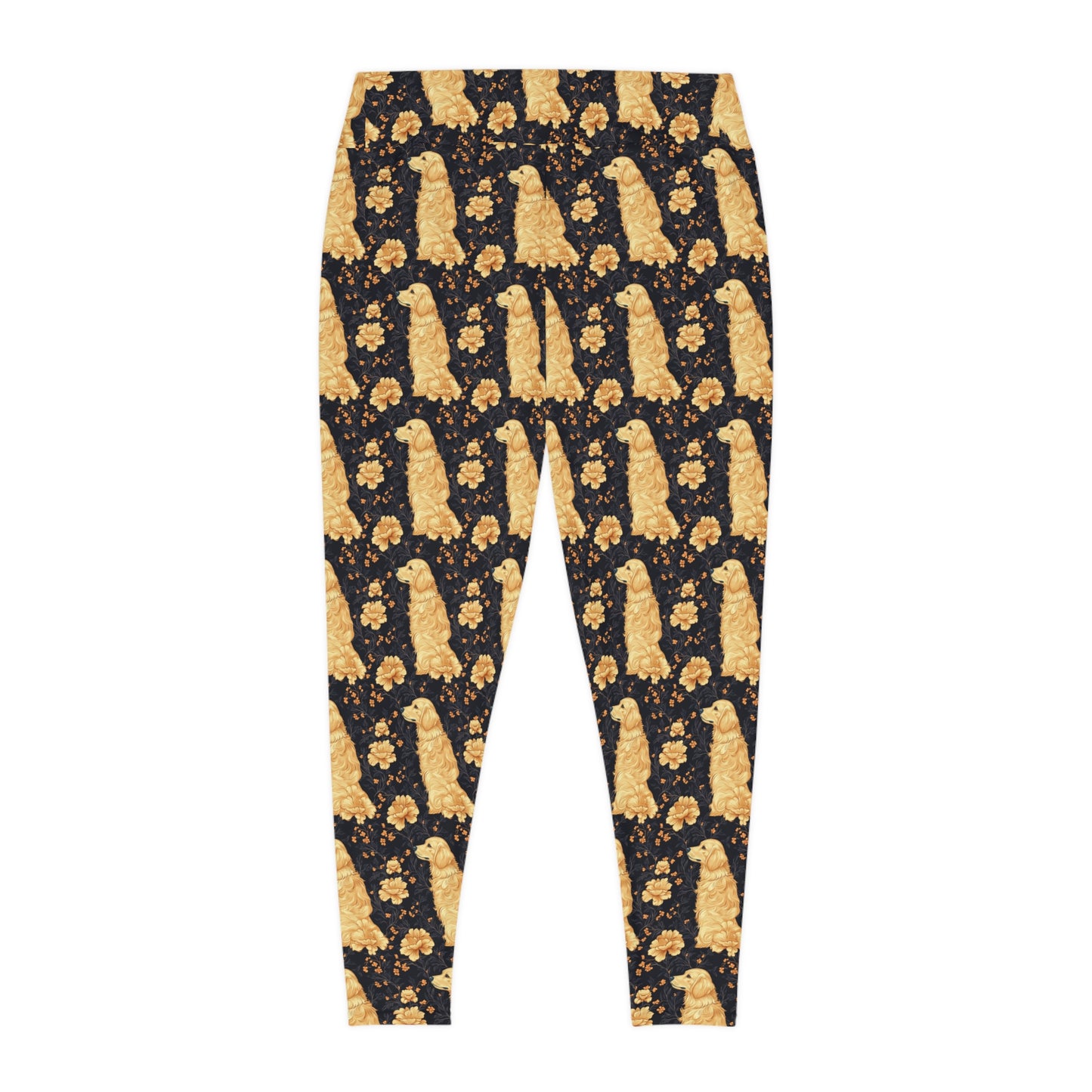 Golden Paws Floral Frenchie Plus Size Leggings