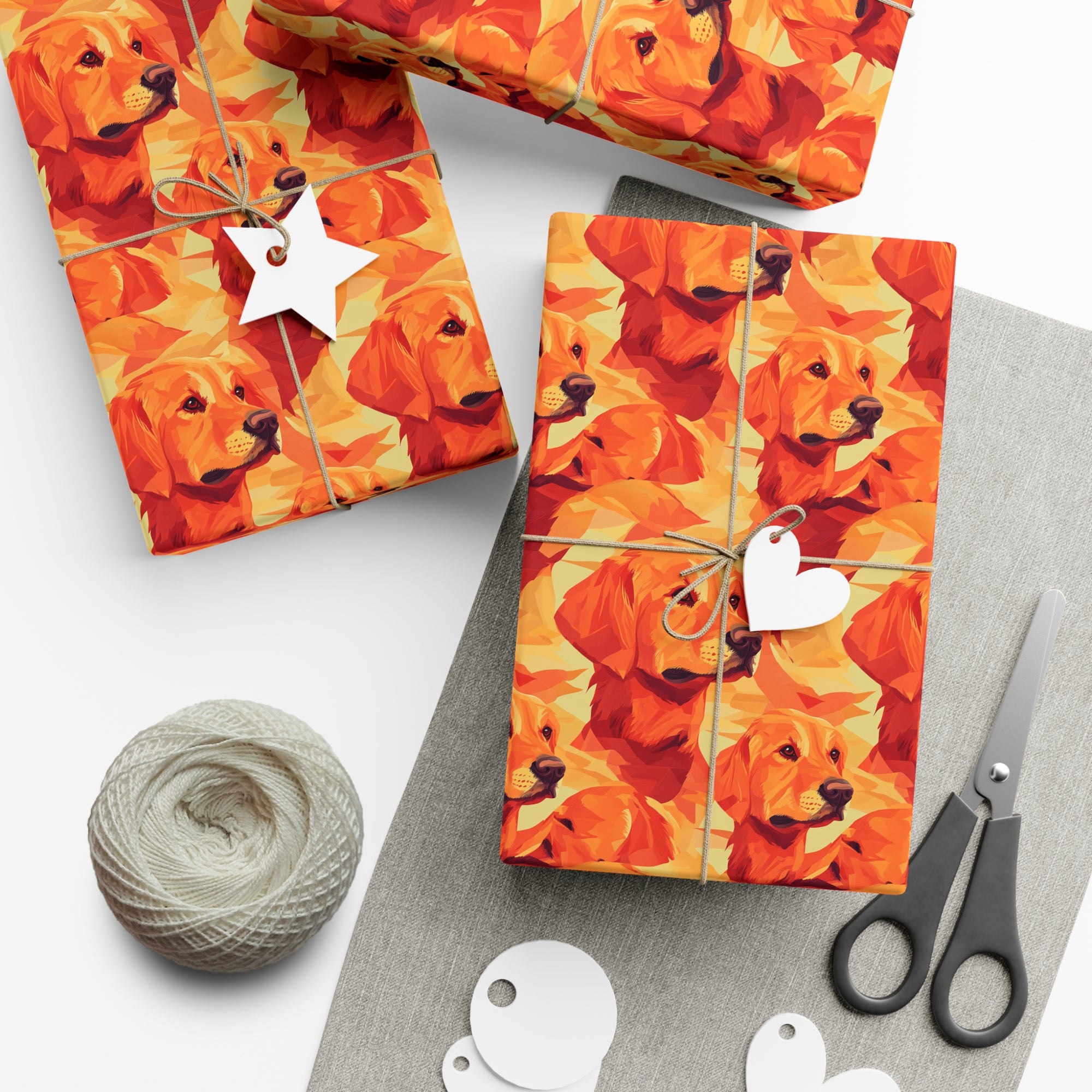 Golden Glamour Paws Gift Wrap Papers