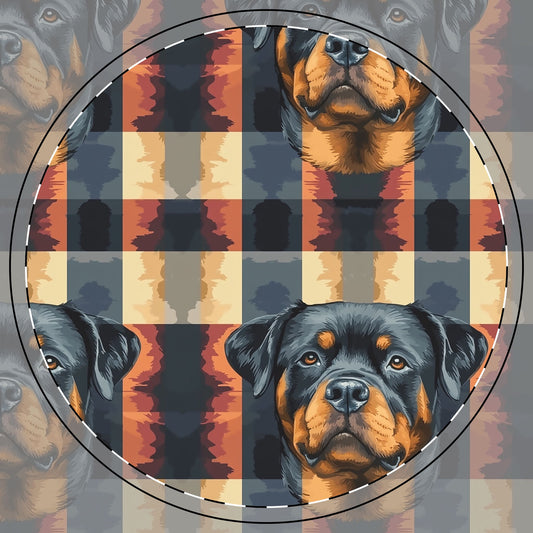 Pawsome Rottweiler Royalty Plaid Ceramic Coaster