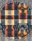 Pawsome Rottweiler Royalty Plaid Ceramic Coaster