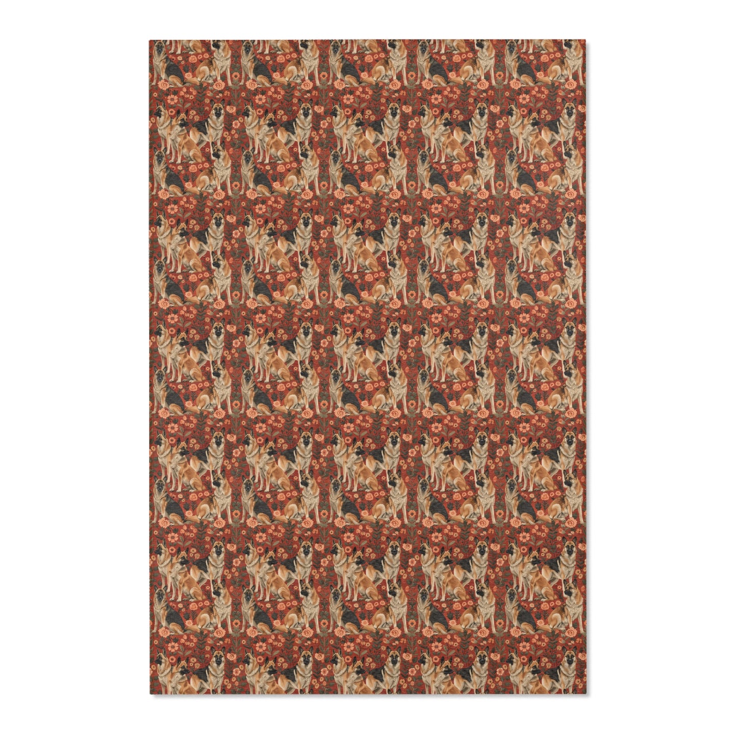 Shepherd's Splendor - German Shepherd William Morris Inspired Area Rug