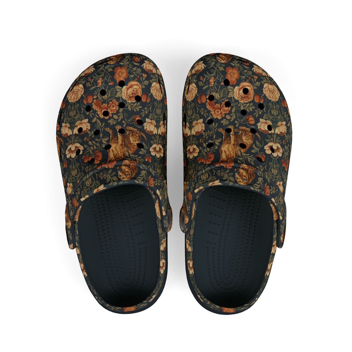 Dazzling Dachsund Blossoms & Foliage Kid's Foam Clogs