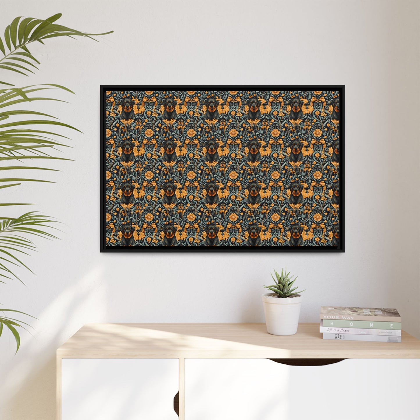 Ruffle Rottie Glamourific Matte Canvas, Framed