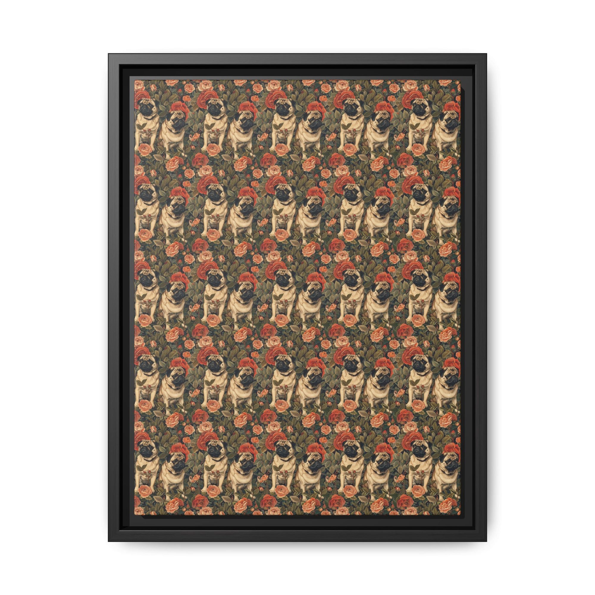 Blooming Pug Paradise Matte Canvas, Framed