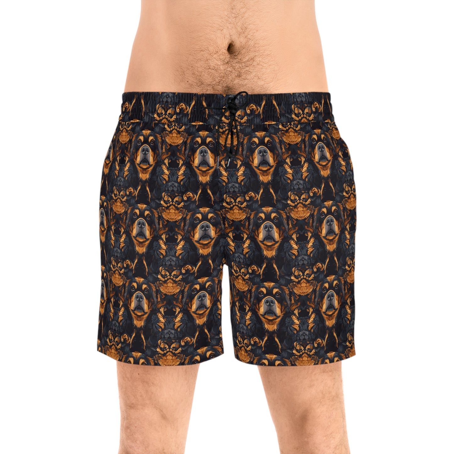 Modern Rottweiler Royalty Men's Mid-Length Swim Shorts