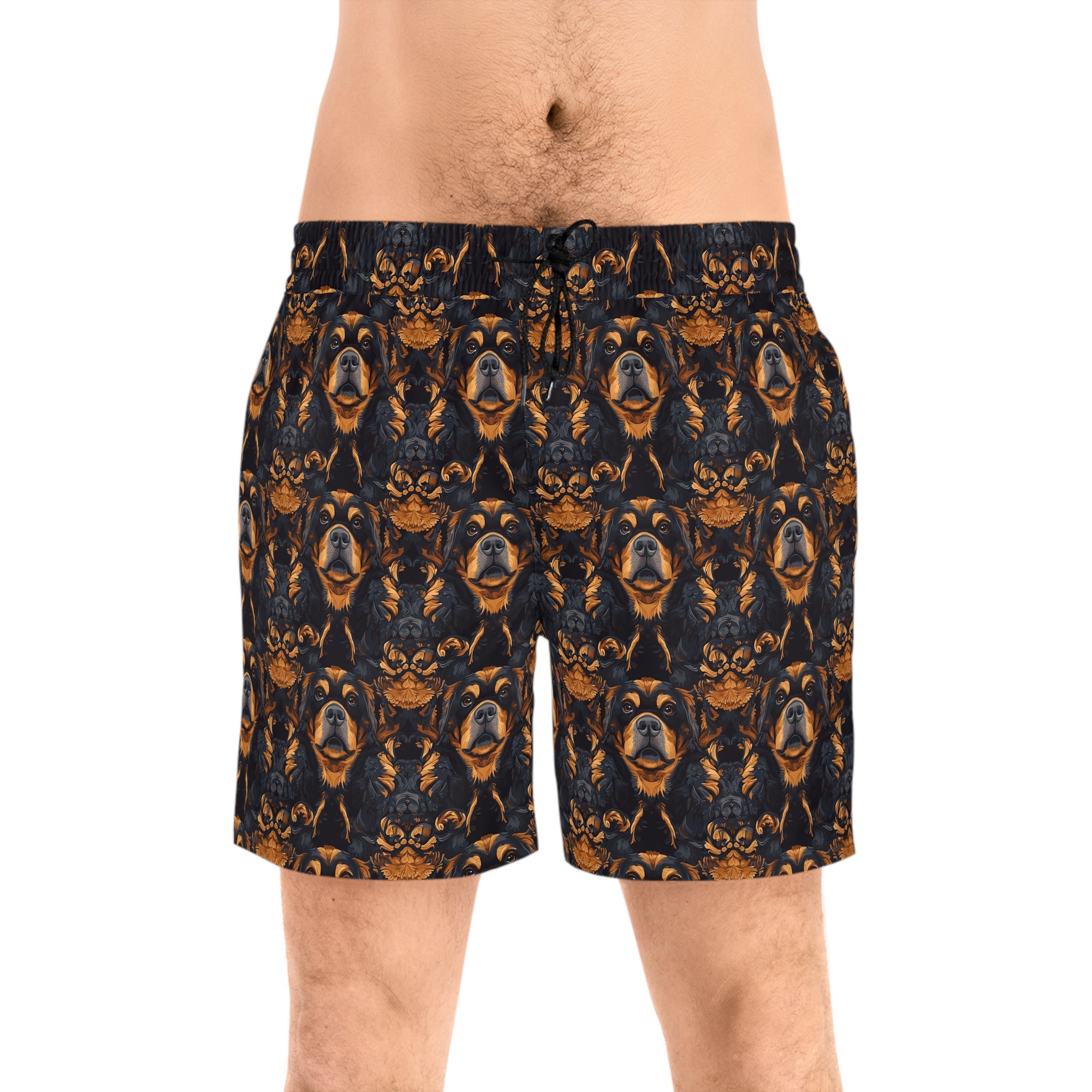 Modern Rottweiler Royalty Men&#39;s Mid-Length Swim Shorts