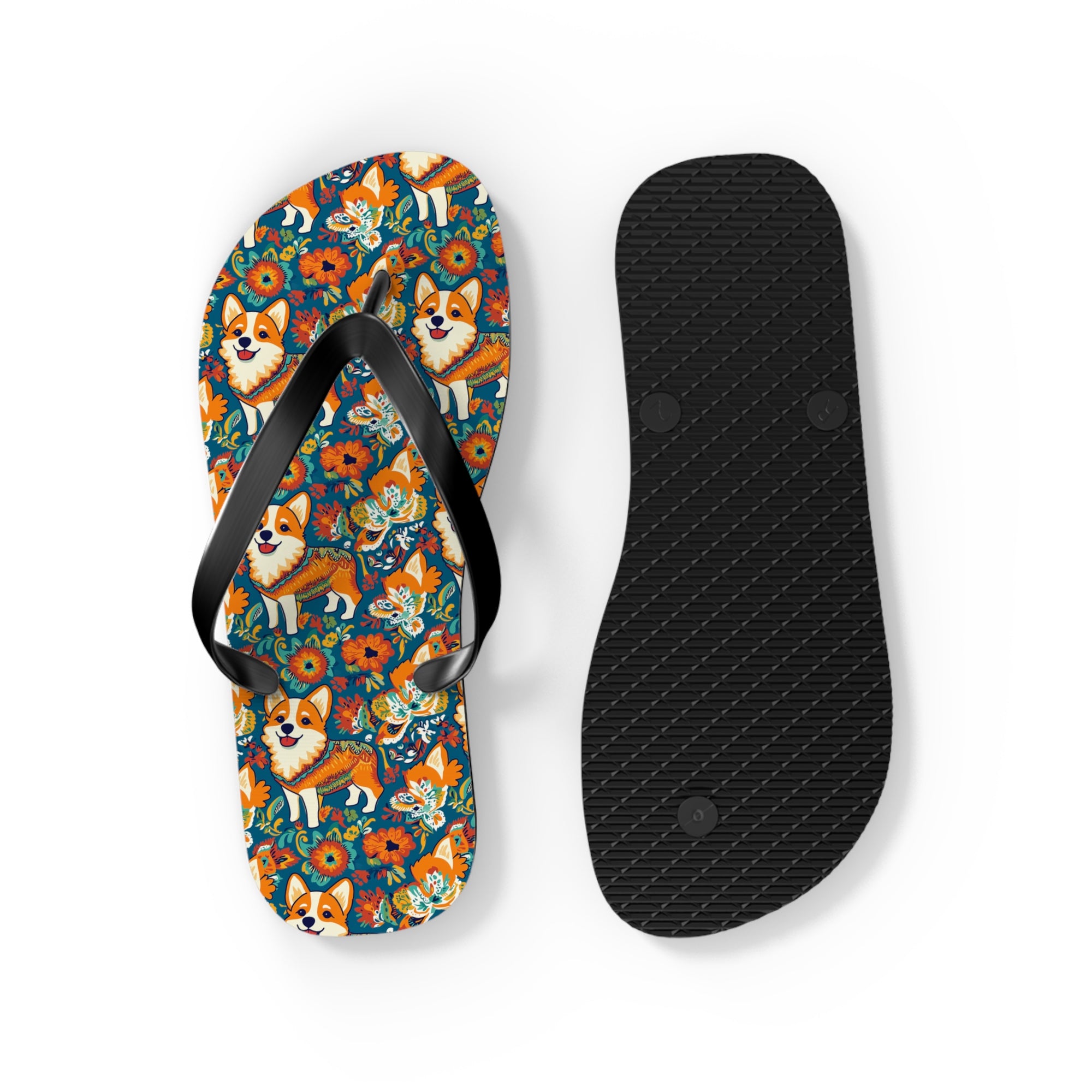 Corgi Carnival Couture Flip Flops