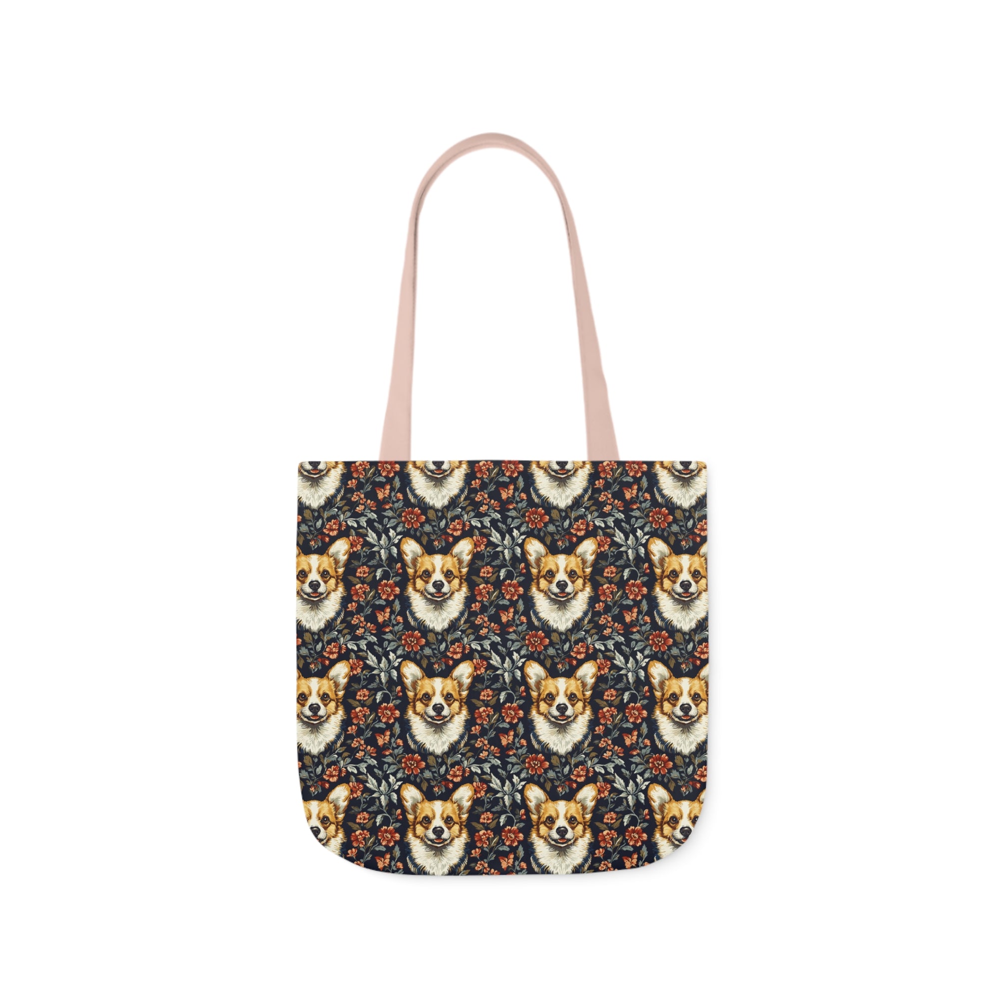 Floofy Corgi Blossom Blast Canvas Tote Bag