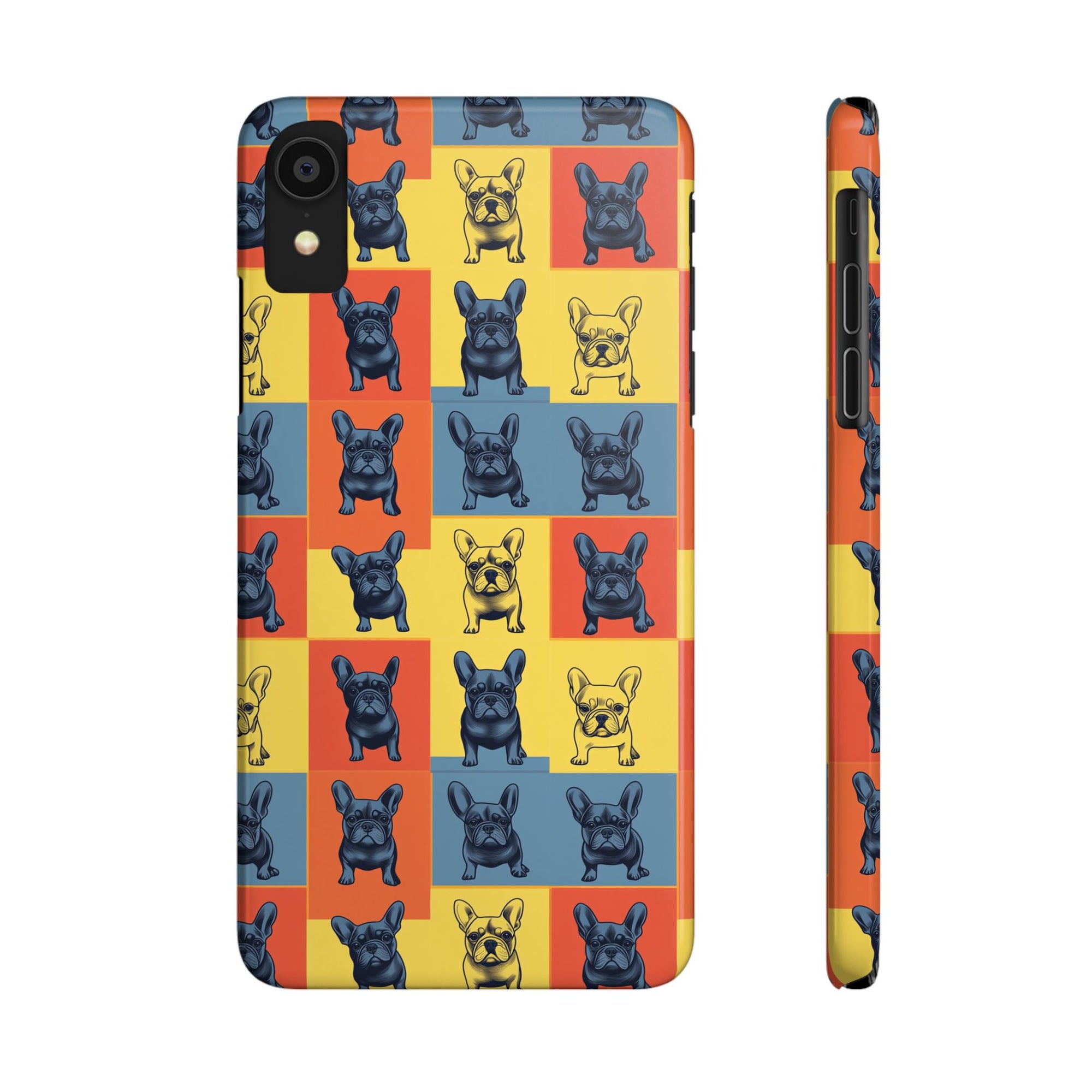 Frenchie Pop Art Pawfection Grid Slim Phone Cases