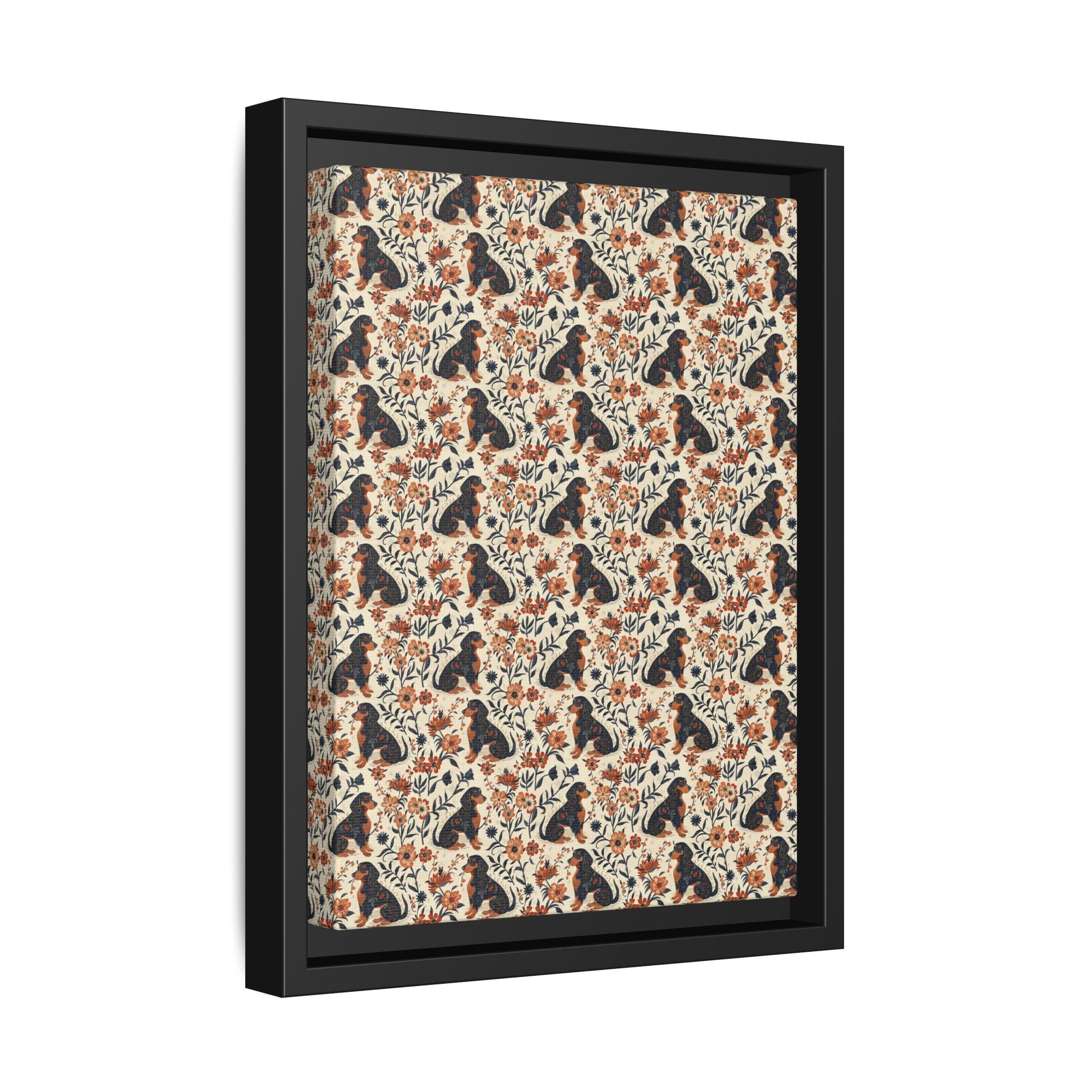 Blossoming Dachshunds Delight Matte Canvas, Framed