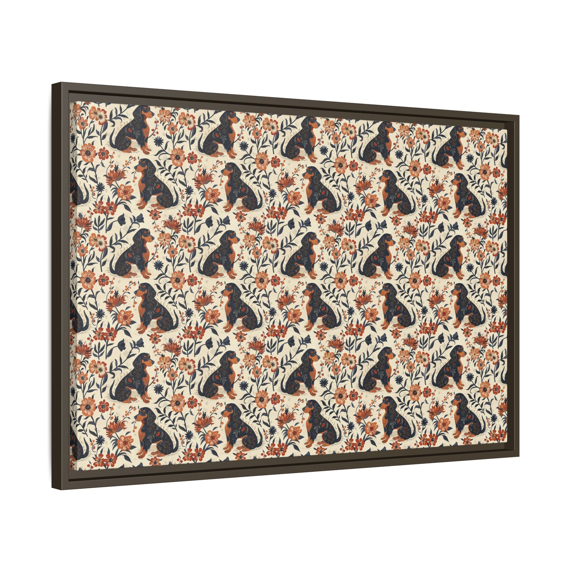 Blossoming Dachshunds Delight Matte Canvas, Framed