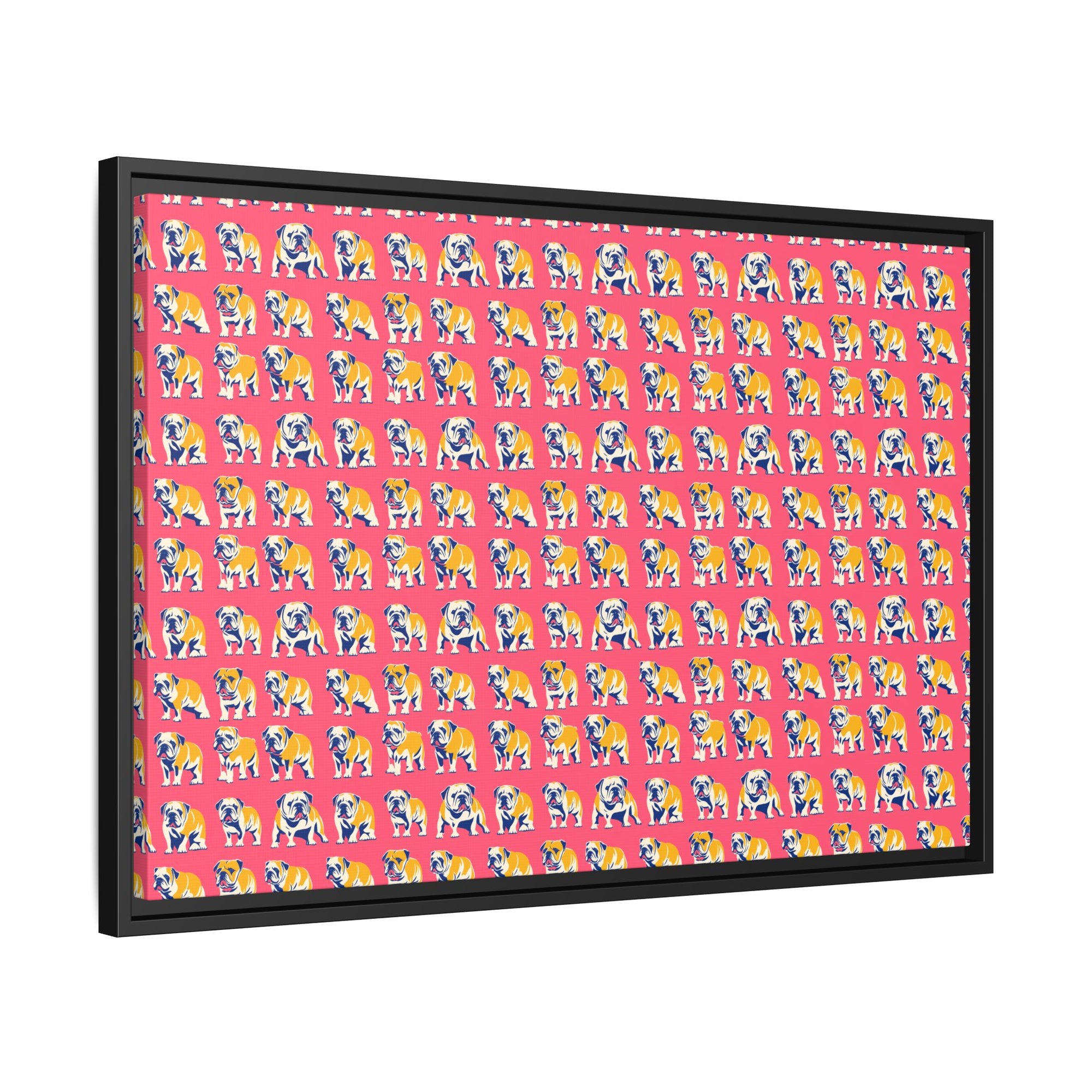 Bubblegum Glamour Bulldog Bouquet Matte Canvas, Framed