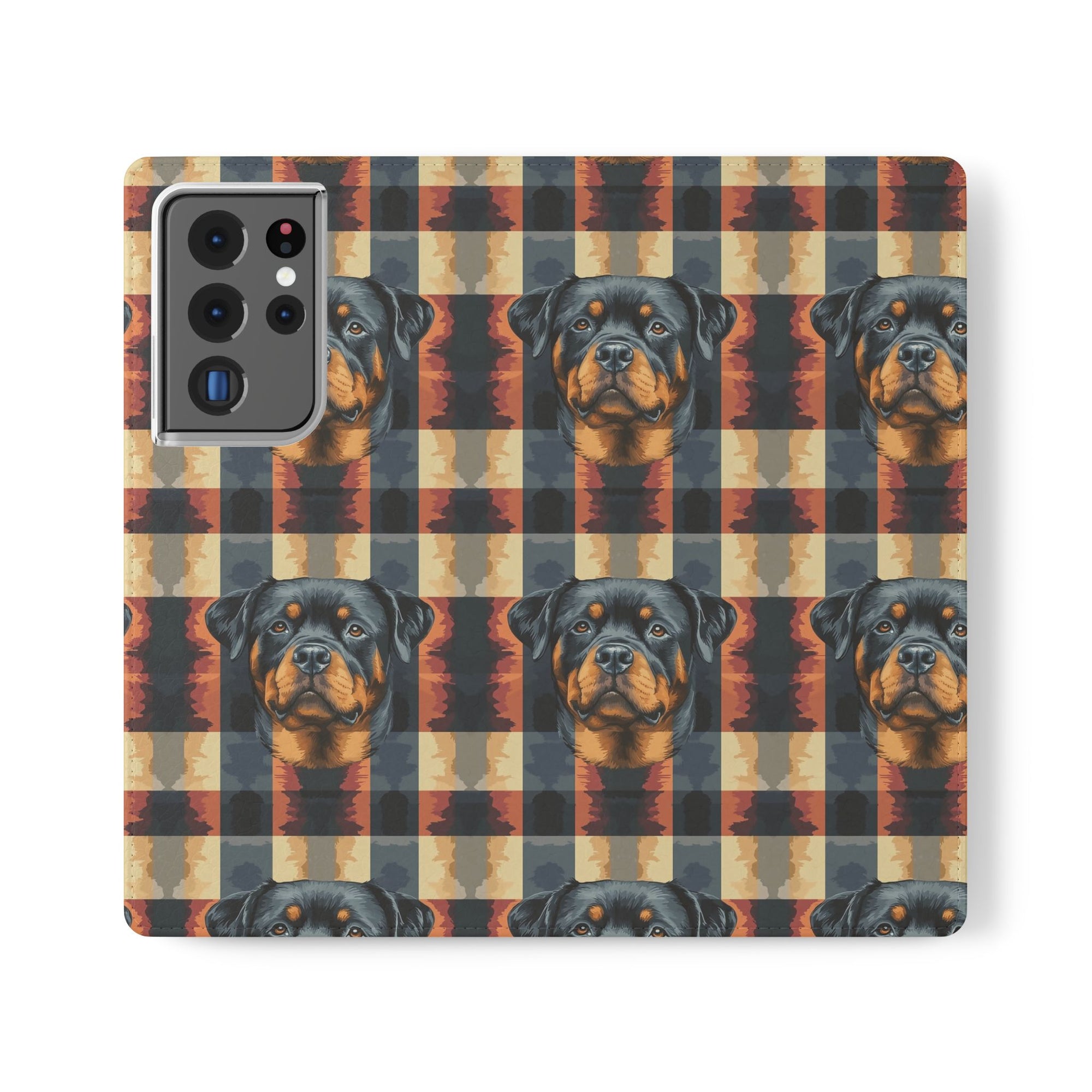 Pawsome Rottweiler Royalty Plaid Flip Cases