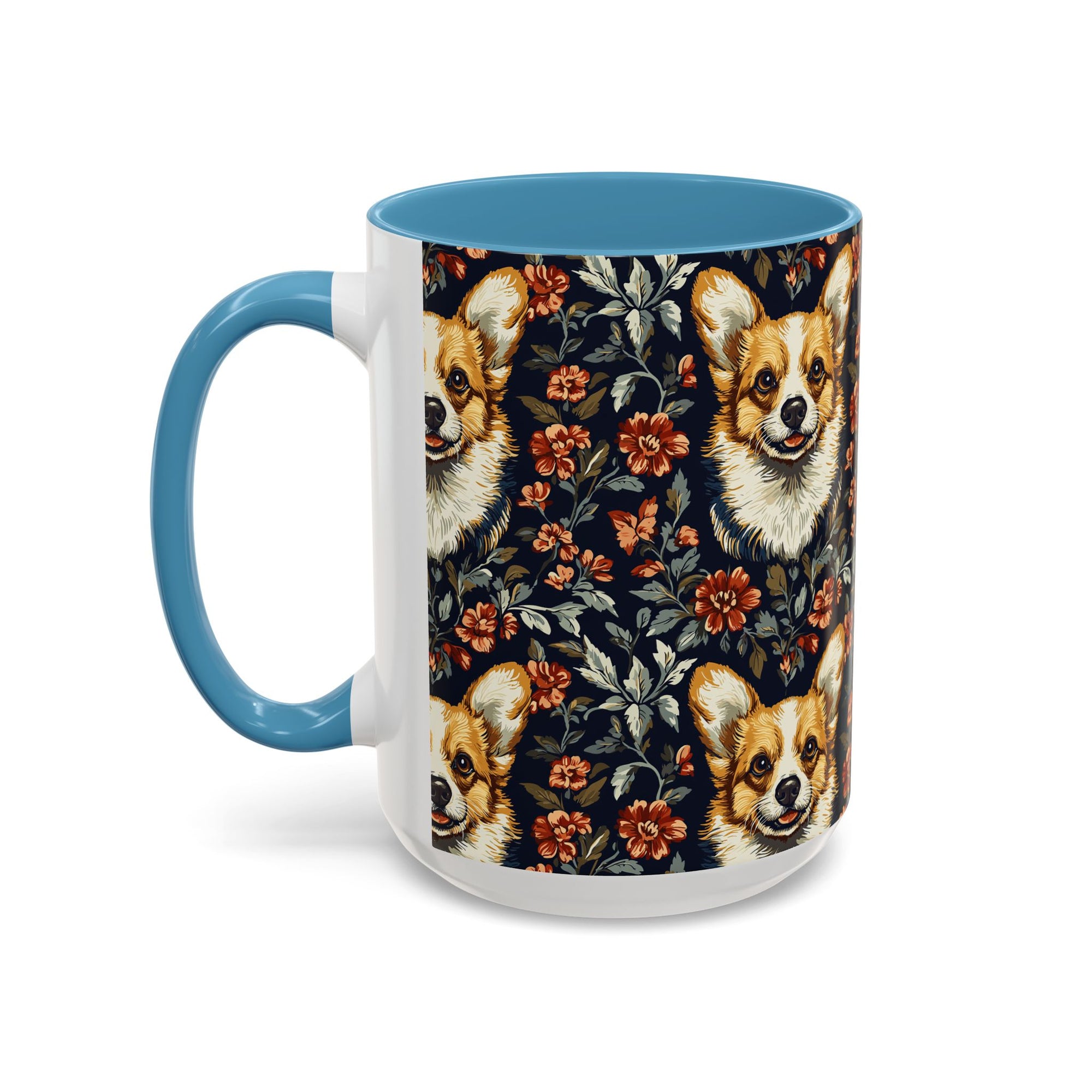 Floofy Corgi Blossom Blast Accent Coffee Mug