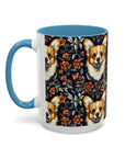 Floofy Corgi Blossom Blast Accent Coffee Mug