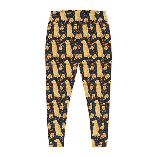 Golden Paws Floral Frenchie Plus Size Leggings