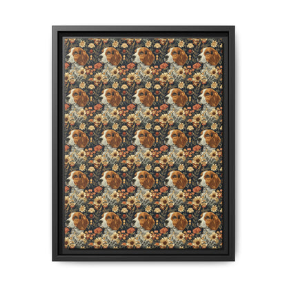 Beagle Blossoms Matte Canvas, Framed