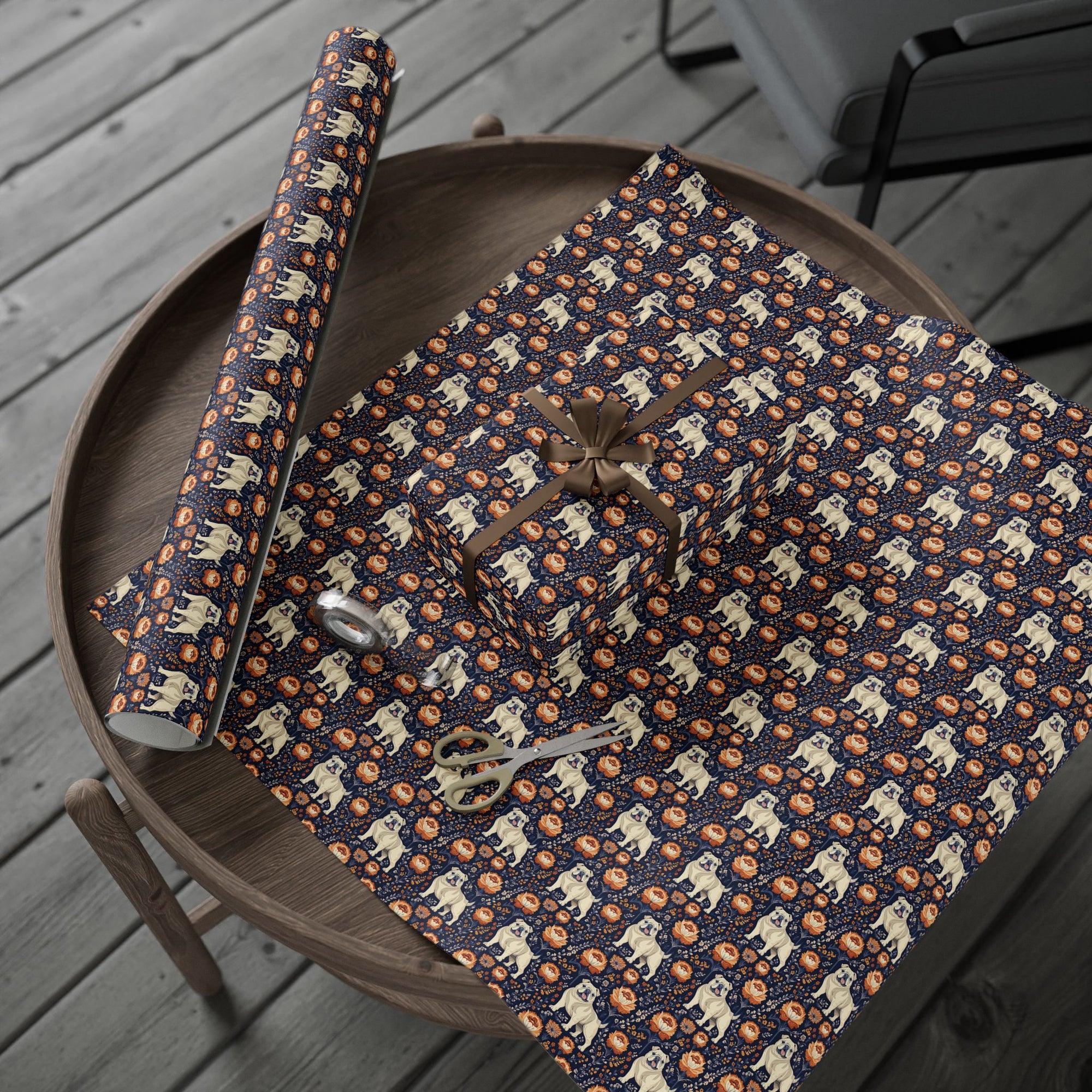 Bulldog Blossom Bonanza Wrapping Paper